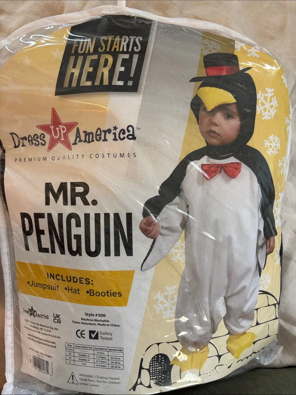 Mr. Penguin Kids Costume - Black, White & Yellow 4T